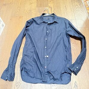 John Varvatos Navy Patterned Button Down Shirt